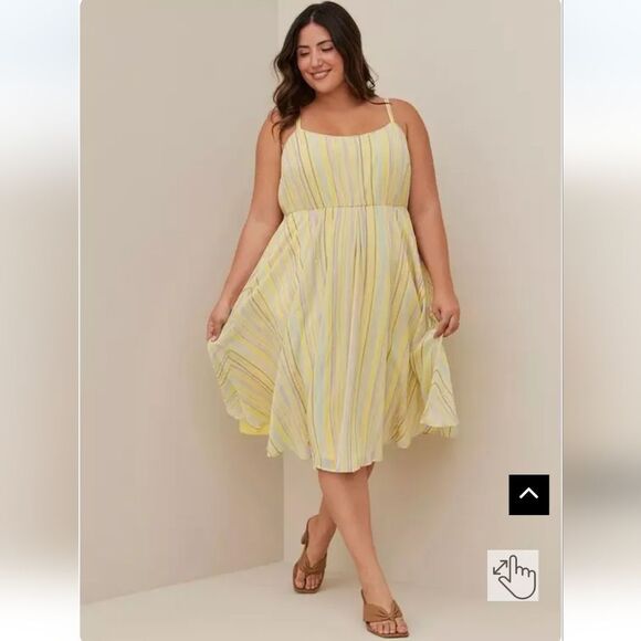 Torrid Yellow Striped Chiffon Midi Dress Size 6X - Picture 6 of 15